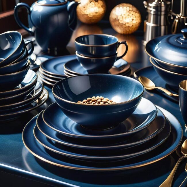 Granatowe zestawy do herbaty