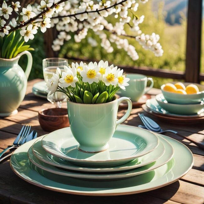 Kwiatowe filiżanki i spodki