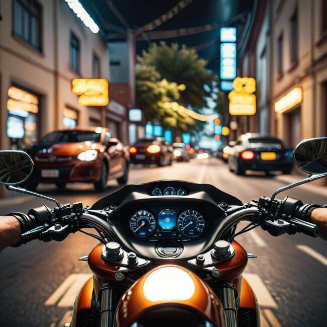 Symulator jazdy motocyklem na ulicach miasta