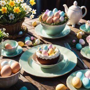 Wielkanocne talerze i filiżanki