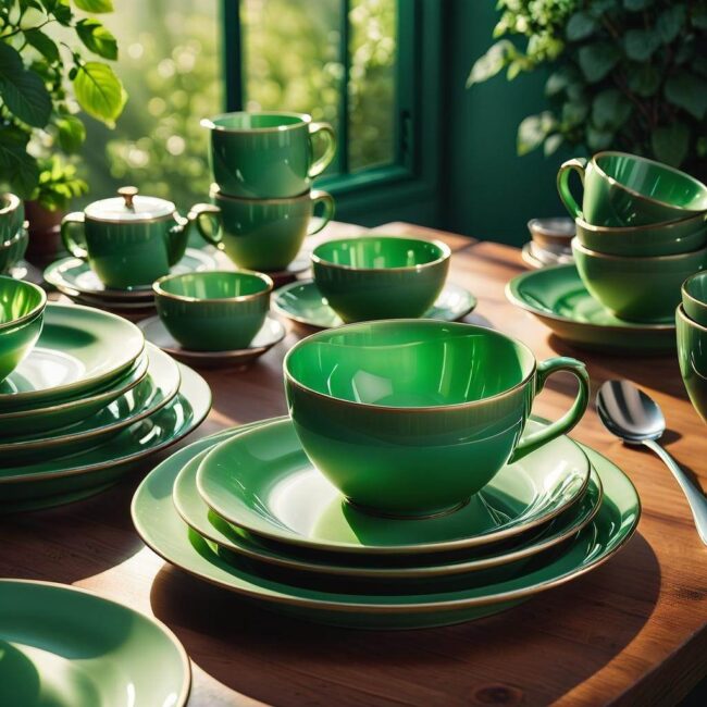 Zastawa stołowa w odcieniach zieleni