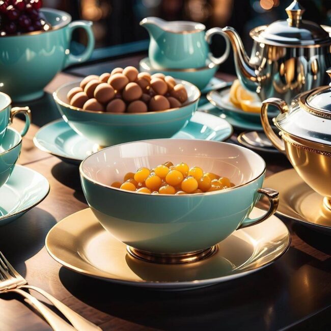 Zastawa stołowa z motywami roślinnymi